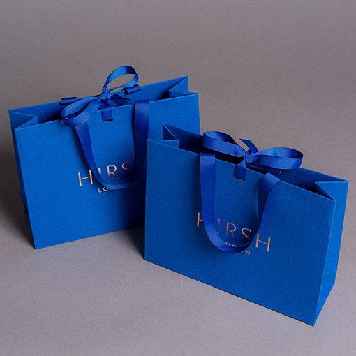 Custom paper bag with ribbon handle