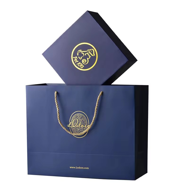 Custom stamped gold foil logo paper bag