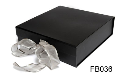 Small Black Foldable Cardboard Box with Ribbon