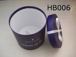 Small Purple Hat box with lid and small white ribbon